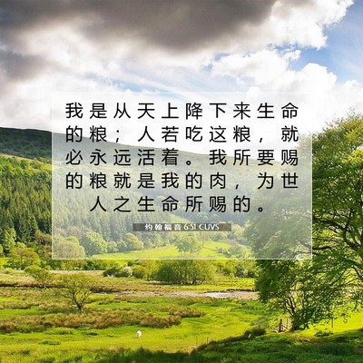 Picture 07 - 约 翰 福 音 6:51 CUVS - 我 是 从 天 上 降 下 来 生 命 的 粮 - Bible Verse Picture