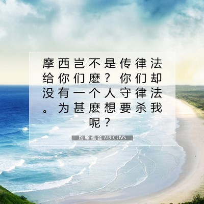 Picture 07 - 约 翰 福 音 7:19 CUVS - 摩 西 岂 不 是 传 律 法 给 你 们 麽 - Bible Verse Picture