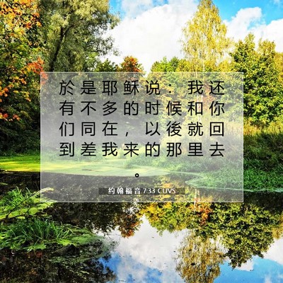 Picture 07 - 约 翰 福 音 7:33 CUVS - 於 是 耶 稣 说 ： 我 还 有 不 多 的 - Bible Verse Picture