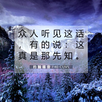 Picture 07 - 约 翰 福 音 7:40 CUVS - 众 人 听 见 这 话 ， 有 的 说 ： 这 - Bible Verse Picture