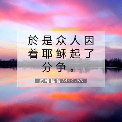 Picture 07 - 约 翰 福 音 7:43 CUVS - 於 是 众 人 因 着 耶 稣 起 了 分 争 - Bible Verse Picture