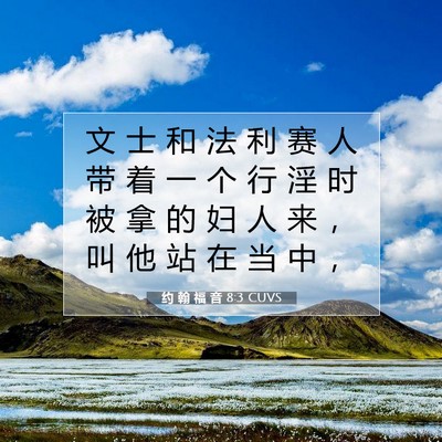 Picture 07 - 约 翰 福 音 8:3 CUVS - 文 士 和 法 利 赛 人 带 着 一 个 行 - Bible Verse Picture