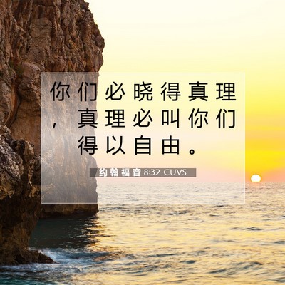 Picture 07 - 约 翰 福 音 8:32 CUVS - 你 们 必 晓 得 真 理 ， 真 理 必 叫 - Bible Verse Picture