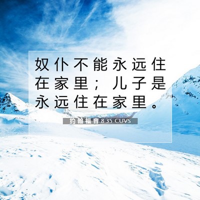 Picture 07 - 约 翰 福 音 8:35 CUVS - 奴 仆 不 能 永 远 住 在 家 里 ； 儿 - Bible Verse Picture