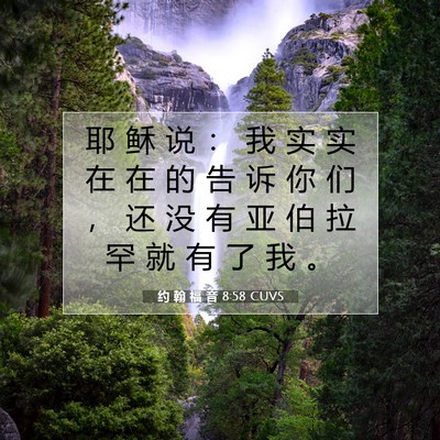 Picture 07 - 约 翰 福 音 8:58 CUVS - 耶 稣 说 ： 我 实 实 在 在 的 告 诉 - Bible Verse Picture
