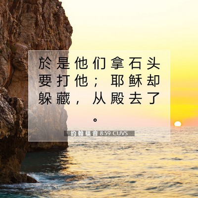 Picture 07 - 约 翰 福 音 8:59 CUVS - 於 是 他 们 拿 石 头 要 打 他 ； 耶 - Bible Verse Picture