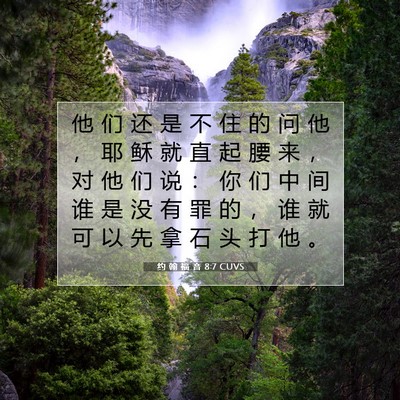 Picture 07 - 约 翰 福 音 8:7 CUVS - 他 们 还 是 不 住 的 问 他 ， 耶 稣 - Bible Verse Picture