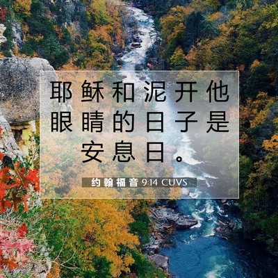 Picture 07 - 约 翰 福 音 9:14 CUVS - 耶 稣 和 泥 开 他 眼 睛 的 日 子 是 - Bible Verse Picture