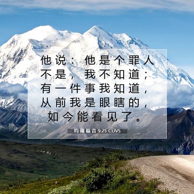 Picture 07 - 约 翰 福 音 9:25 CUVS - 他 说 ： 他 是 个 罪 人 不 是 ， 我 - Bible Verse Picture