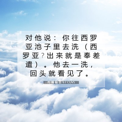 Picture 07 - 约 翰 福 音 9:7 CUVS - 对 他 说 ： 你 往 西 罗 亚 池 子 里 - Bible Verse Picture