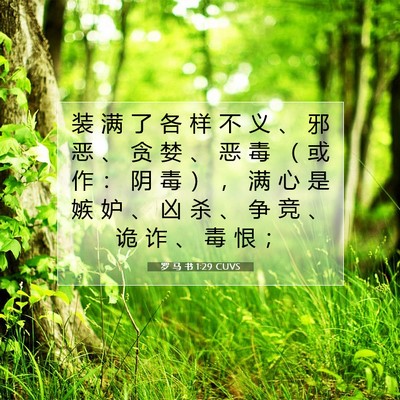 Picture 07 - 罗 马 书 1:29 CUVS - 装 满 了 各 样 不 义 、 邪 恶 、 贪 - Bible Verse Picture
