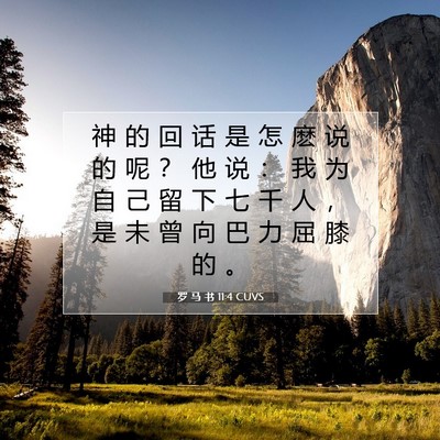 Picture 07 - 罗 马 书 11:4 CUVS - 神 的 回 话 是 怎 麽 说 的 呢 ？ 他 - Bible Verse Picture