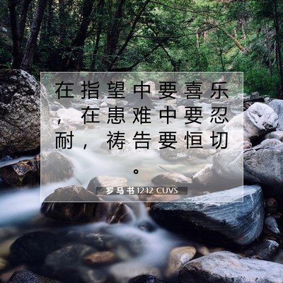 Picture 07 - 罗 马 书 12:12 CUVS - 在 指 望 中 要 喜 乐 ， 在 患 难 中 - Bible Verse Picture