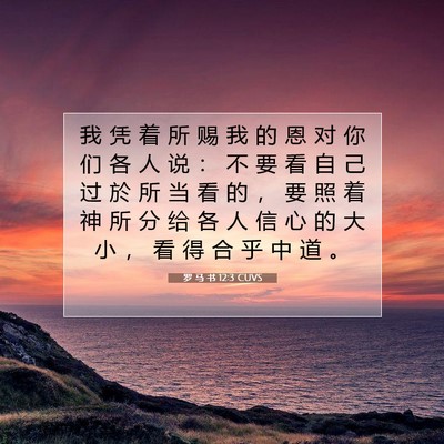 Picture 07 - 罗 马 书 12:3 CUVS - 我 凭 着 所 赐 我 的 恩 对 你 们 各 - Bible Verse Picture