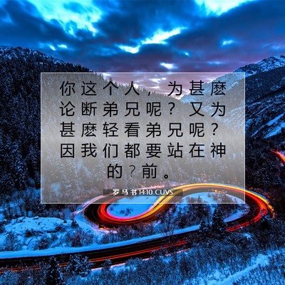 Picture 07 - 罗 马 书 14:10 CUVS - 你 这 个 人 ， 为 甚 麽 论 断 弟 兄 - Bible Verse Picture