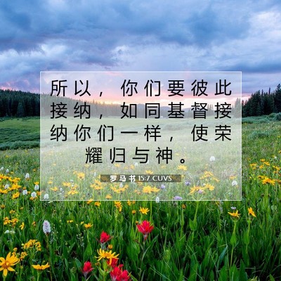 Picture 07 - 罗 马 书 15:7 CUVS - 所 以 ， 你 们 要 彼 此 接 纳 ， 如 - Bible Verse Picture