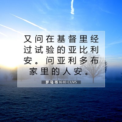 Picture 07 - 罗 马 书 16:10 CUVS - 又 问 在 基 督 里 经 过 试 验 的 亚 - Bible Verse Picture