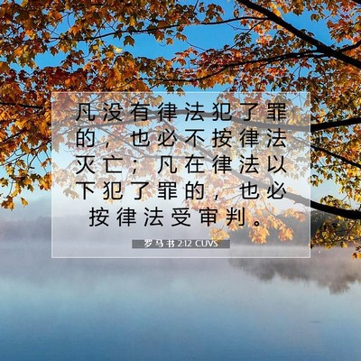Picture 07 - 罗 马 书 2:12 CUVS - 凡 没 有 律 法 犯 了 罪 的 ， 也 必 - Bible Verse Picture