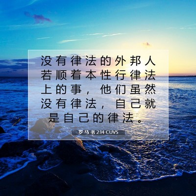 Picture 07 - 罗 马 书 2:14 CUVS - 没 有 律 法 的 外 邦 人 若 顺 着 本 - Bible Verse Picture