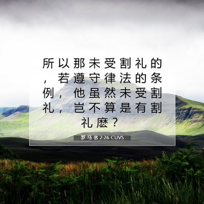 Picture 07 - 罗 马 书 2:26 CUVS - 所 以 那 未 受 割 礼 的 ， 若 遵 守 - Bible Verse Picture