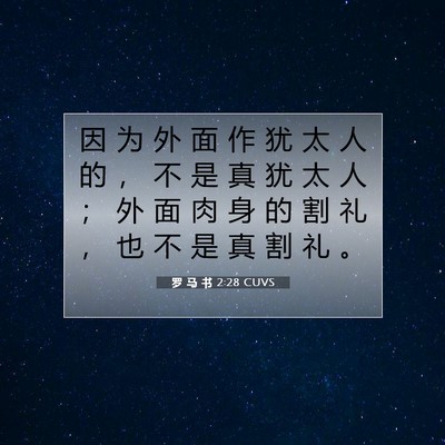 Picture 07 - 罗 马 书 2:28 CUVS - 因 为 外 面 作 犹 太 人 的 ， 不 是 - Bible Verse Picture