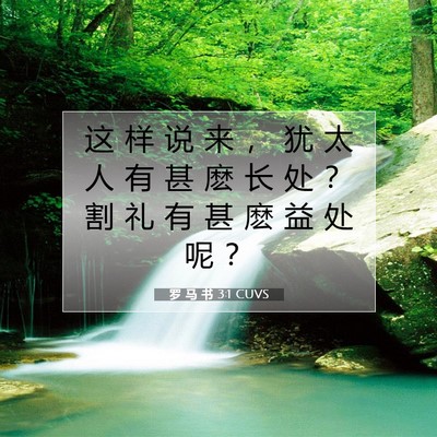 Picture 07 - 罗 马 书 3:1 CUVS - 这 样 说 来 ， 犹 太 人 有 甚 麽 长 - Bible Verse Picture