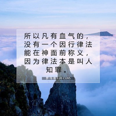 Picture 07 - 罗 马 书 3:20 CUVS - 所 以 凡 有 血 气 的 ， 没 有 一 个 - Bible Verse Picture