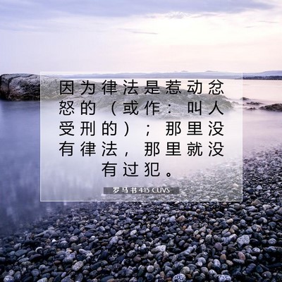 Picture 07 - 罗 马 书 4:15 CUVS - 因 为 律 法 是 惹 动 忿 怒 的 （ 或 - Bible Verse Picture