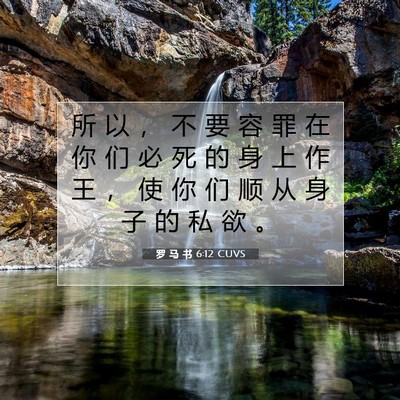 Picture 07 - 罗 马 书 6:12 CUVS - 所 以 ， 不 要 容 罪 在 你 们 必 死 - Bible Verse Picture