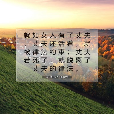 Picture 07 - 罗 马 书 7:2 CUVS - 就 如 女 人 有 了 丈 夫 ， 丈 夫 还 - Bible Verse Picture