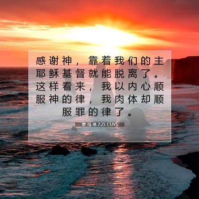 Picture 07 - 罗 马 书 7:25 CUVS - 感 谢 神 ， 靠 着 我 们 的 主 耶 稣 - Bible Verse Picture