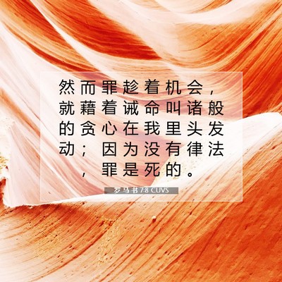 Picture 07 - 罗 马 书 7:8 CUVS - 然 而 罪 趁 着 机 会 ， 就 藉 着 诫 - Bible Verse Picture