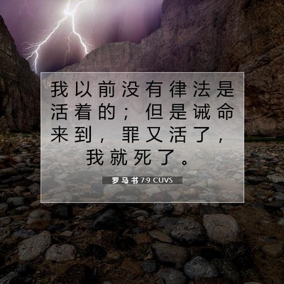 Picture 07 - 罗 马 书 7:9 CUVS - 我 以 前 没 有 律 法 是 活 着 的 ； - Bible Verse Picture