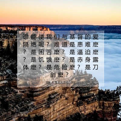 Picture 07 - 罗 马 书 8:35 CUVS - 谁 能 使 我 们 与 基 督 的 爱 隔 绝 - Bible Verse Picture
