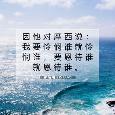 Picture 07 - 罗 马 书 9:15 CUVS - 因 他 对 摩 西 说 ： 我 要 怜 悯 谁 - Bible Verse Picture