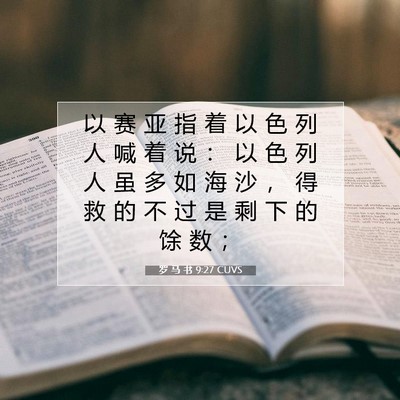 Picture 07 - 罗 马 书 9:27 CUVS - 以 赛 亚 指 着 以 色 列 人 喊 着 说 - Bible Verse Picture