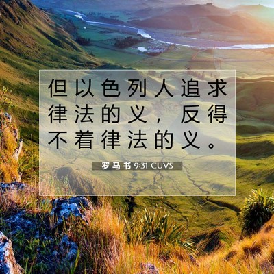 Picture 07 - 罗 马 书 9:31 CUVS - 但 以 色 列 人 追 求 律 法 的 义 ， - Bible Verse Picture