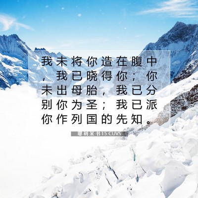 Picture 07 - 耶 利 米 书 1:5 CUVS - 我 未 将 你 造 在 腹 中 ， 我 已 晓 - Bible Verse Picture