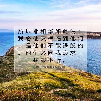 Picture 07 - 耶 利 米 书 11:11 CUVS - 所 以 耶 和 华 如 此 说 ： 我 必 使 - Bible Verse Picture