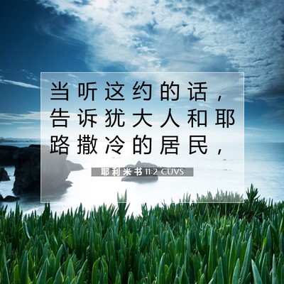 Picture 07 - 耶 利 米 书 11:2 CUVS - 当 听 这 约 的 话 ， 告 诉 犹 大 人 - Bible Verse Picture