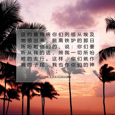 Picture 07 - 耶 利 米 书 11:4 CUVS - 这 约 是 我 将 你 们 列 祖 从 埃 及 - Bible Verse Picture