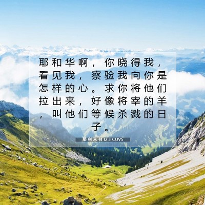 Picture 07 - 耶 利 米 书 12:3 CUVS - 耶 和 华 啊 ， 你 晓 得 我 ， 看 见 - Bible Verse Picture