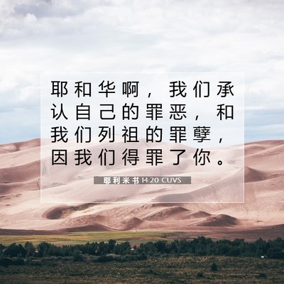 Picture 07 - 耶 利 米 书 14:20 CUVS - 耶 和 华 啊 ， 我 们 承 认 自 己 的 - Bible Verse Picture