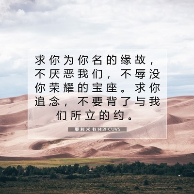 Picture 07 - 耶 利 米 书 14:21 CUVS - 求 你 为 你 名 的 缘 故 ， 不 厌 恶 - Bible Verse Picture