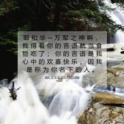 Picture 07 - 耶 利 米 书 15:16 CUVS - 耶 和 华 ─ 万 军 之 神 啊 ， 我 得 - Bible Verse Picture