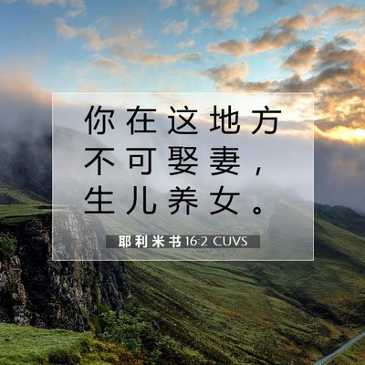 Picture 07 - 耶 利 米 书 16:2 CUVS - 你 在 这 地 方 不 可 娶 妻 ， 生 儿 - Bible Verse Picture