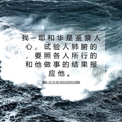 Picture 07 - 耶 利 米 书 17:10 CUVS - 我 ─ 耶 和 华 是 鉴 察 人 心 、 试 - Bible Verse Picture