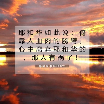 Picture 07 - 耶 利 米 书 17:5 CUVS - 耶 和 华 如 此 说 ： 倚 靠 人 血 肉 - Bible Verse Picture