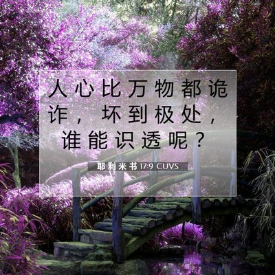Picture 07 - 耶 利 米 书 17:9 CUVS - 人 心 比 万 物 都 诡 诈 ， 坏 到 极 - Bible Verse Picture