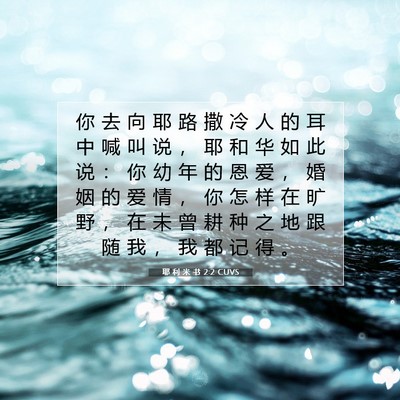 Picture 07 - 耶 利 米 书 2:2 CUVS - 你 去 向 耶 路 撒 冷 人 的 耳 中 喊 - Bible Verse Picture